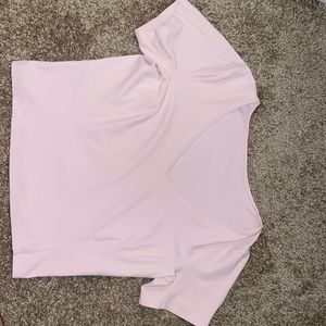 Lululemon Light Pink Cropped V Neck Tee